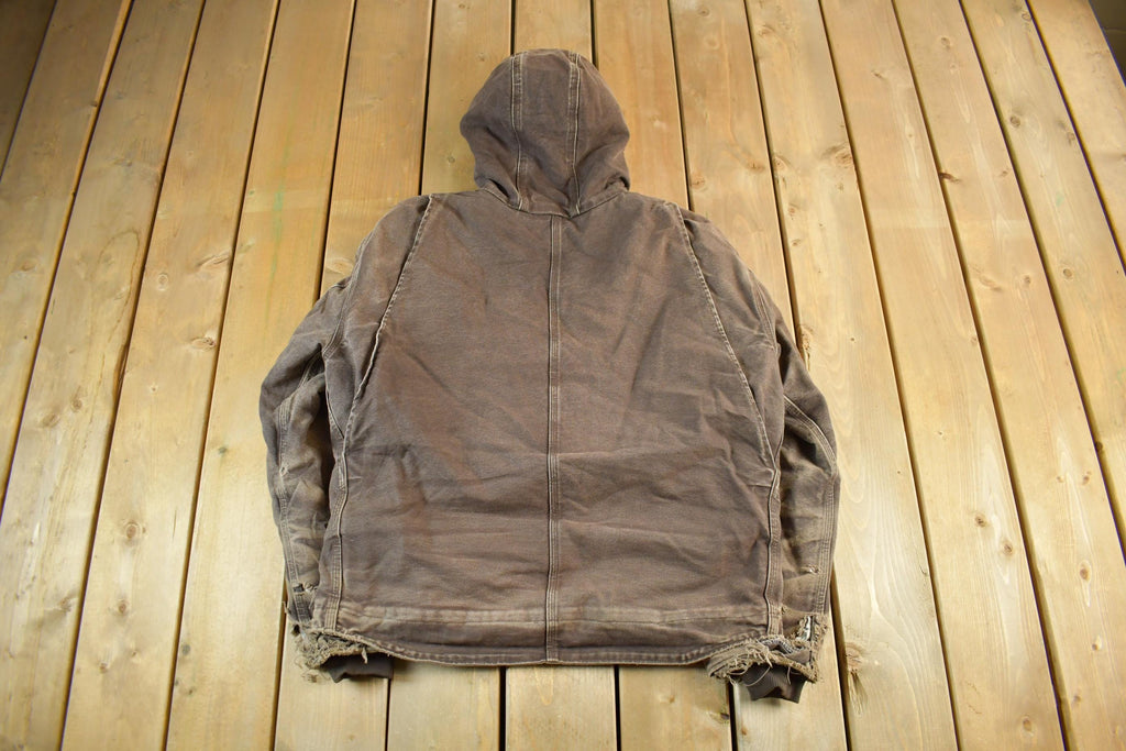 Vintage 2000s Carhartt Hooded Sherpa Lined Jacket Mens Large