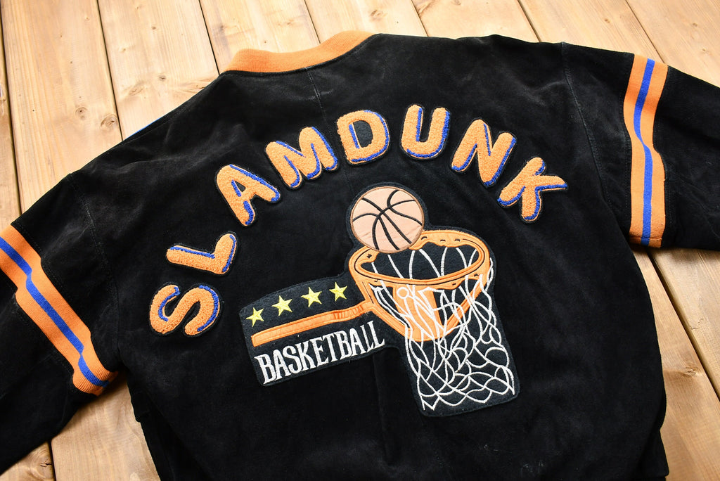 Vintage 1980s Slam Dunk Basketball Patchwork Suede Jacket