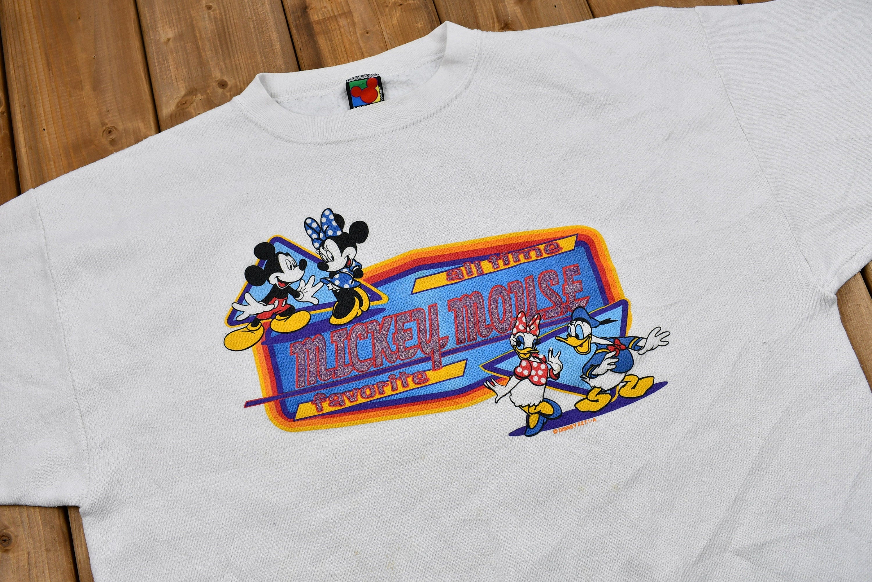 Vintage 1990s Distressed All Time Favorite Mickey Mouse Crewneck