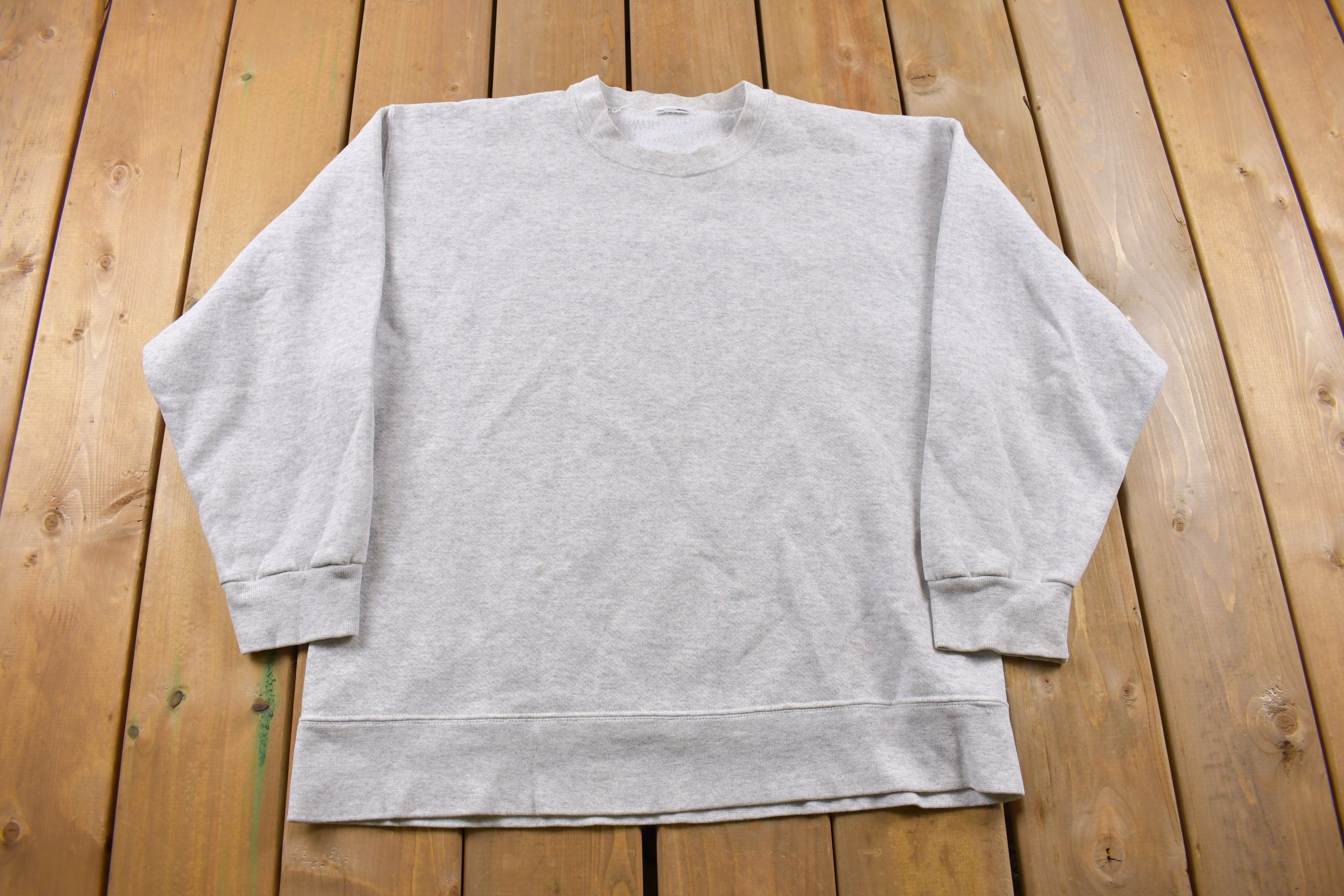 Vintage 1990s Blank Unbranded Grey Crewneck Sweatshirt