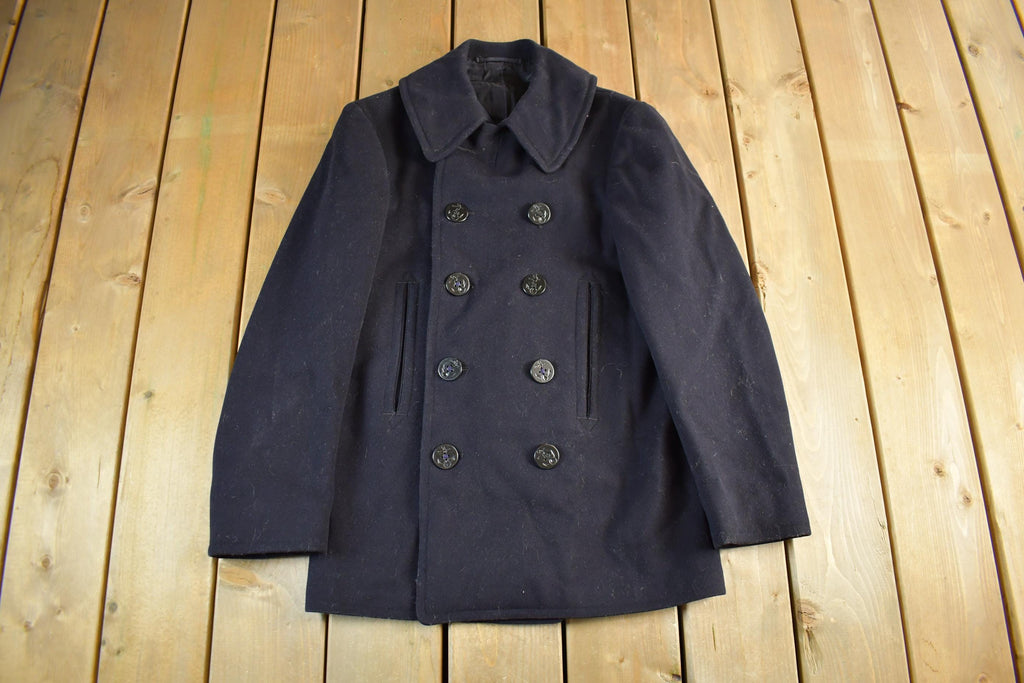 Vintage 1940s WW2-Cold War Era Naval Wool Coat Men's Small /