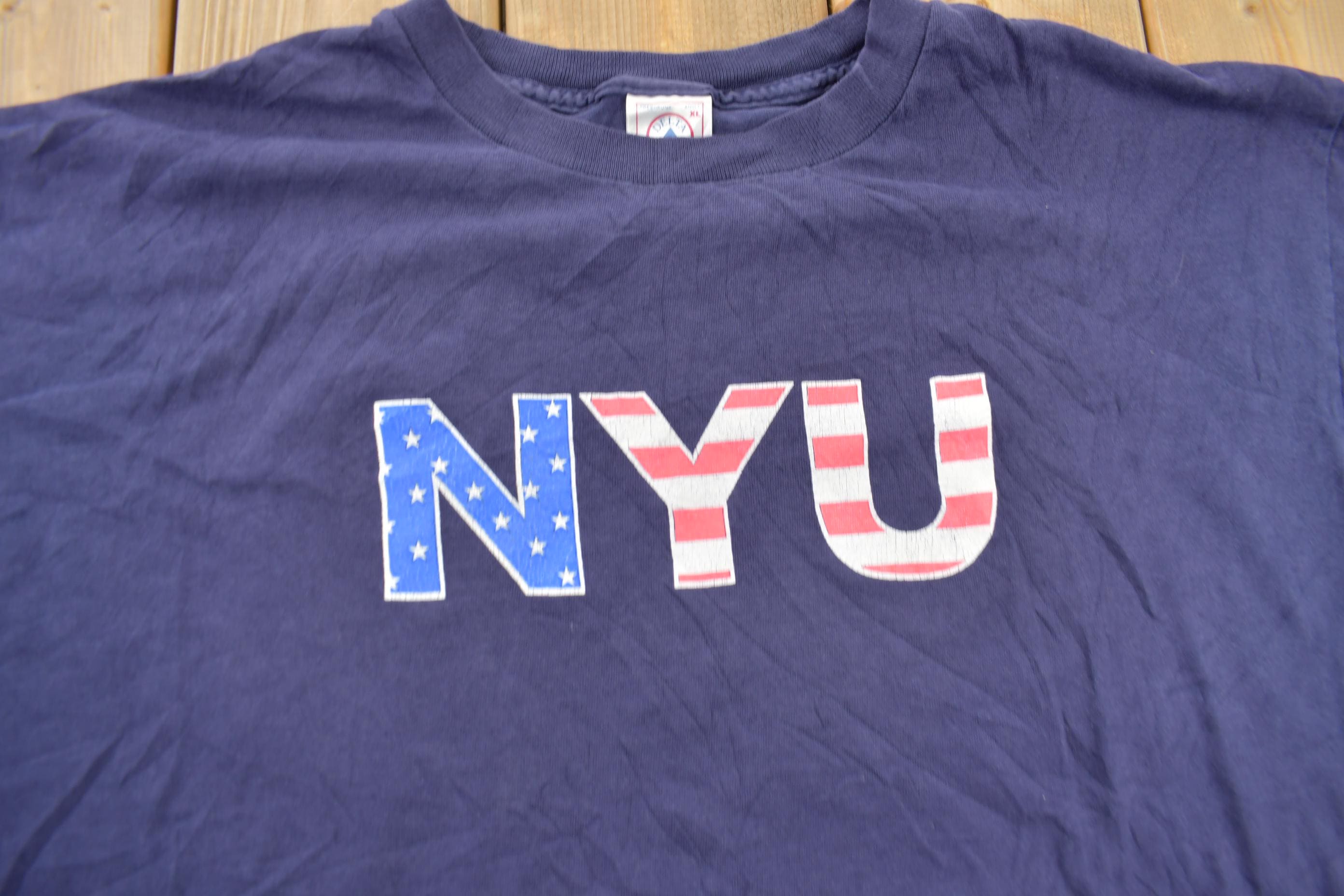 Vintage 1990s New York University NYU Collegiate Graphic T-Shirt