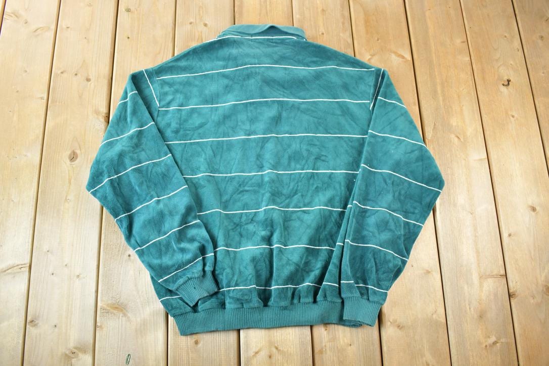 Vintage 1990s Chesterfield Velour Knit Abstract Pattern Crewneck Sweater