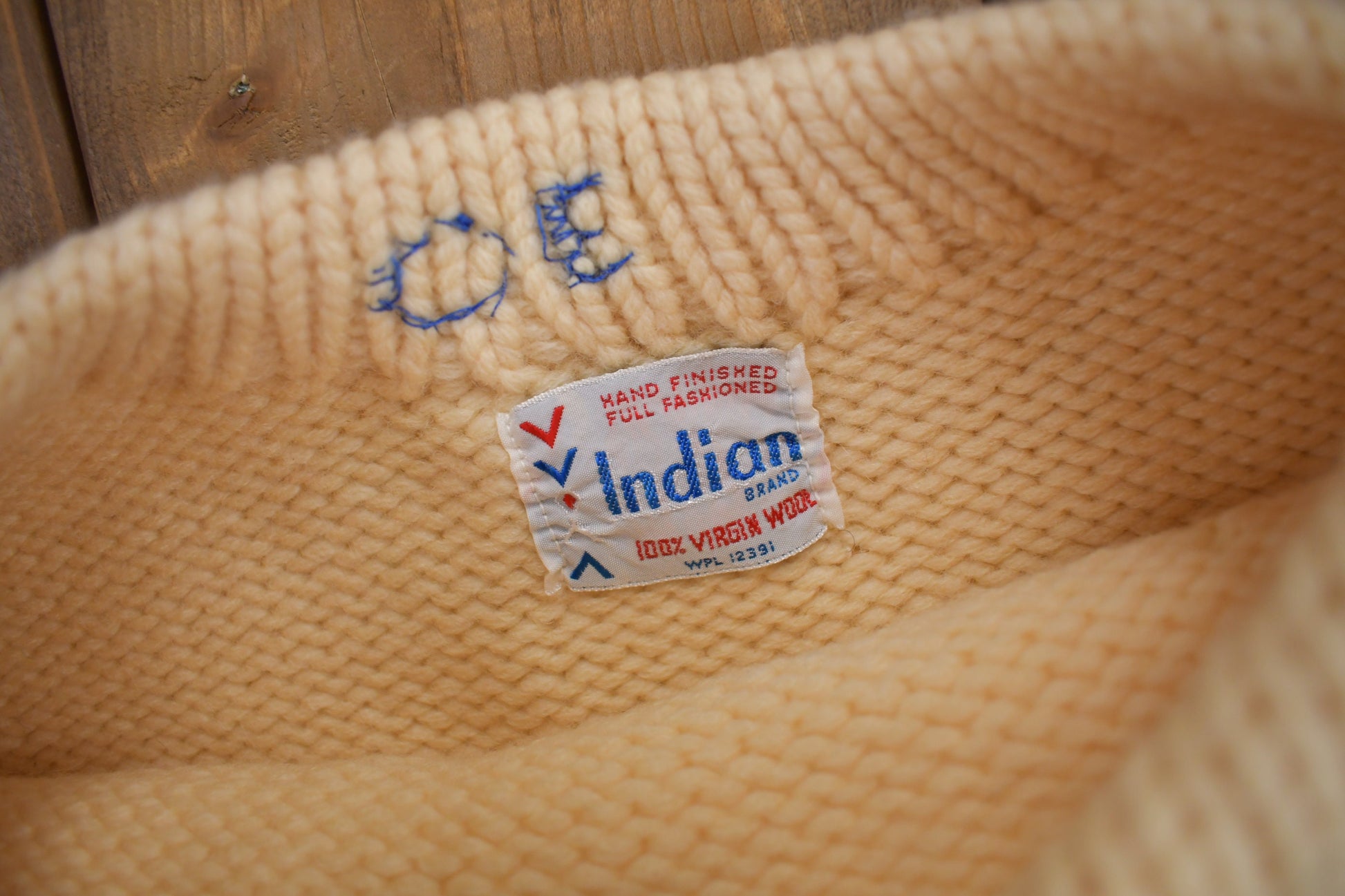 Vintage 1960s Indian Brand 100% Wool Knit Sweater