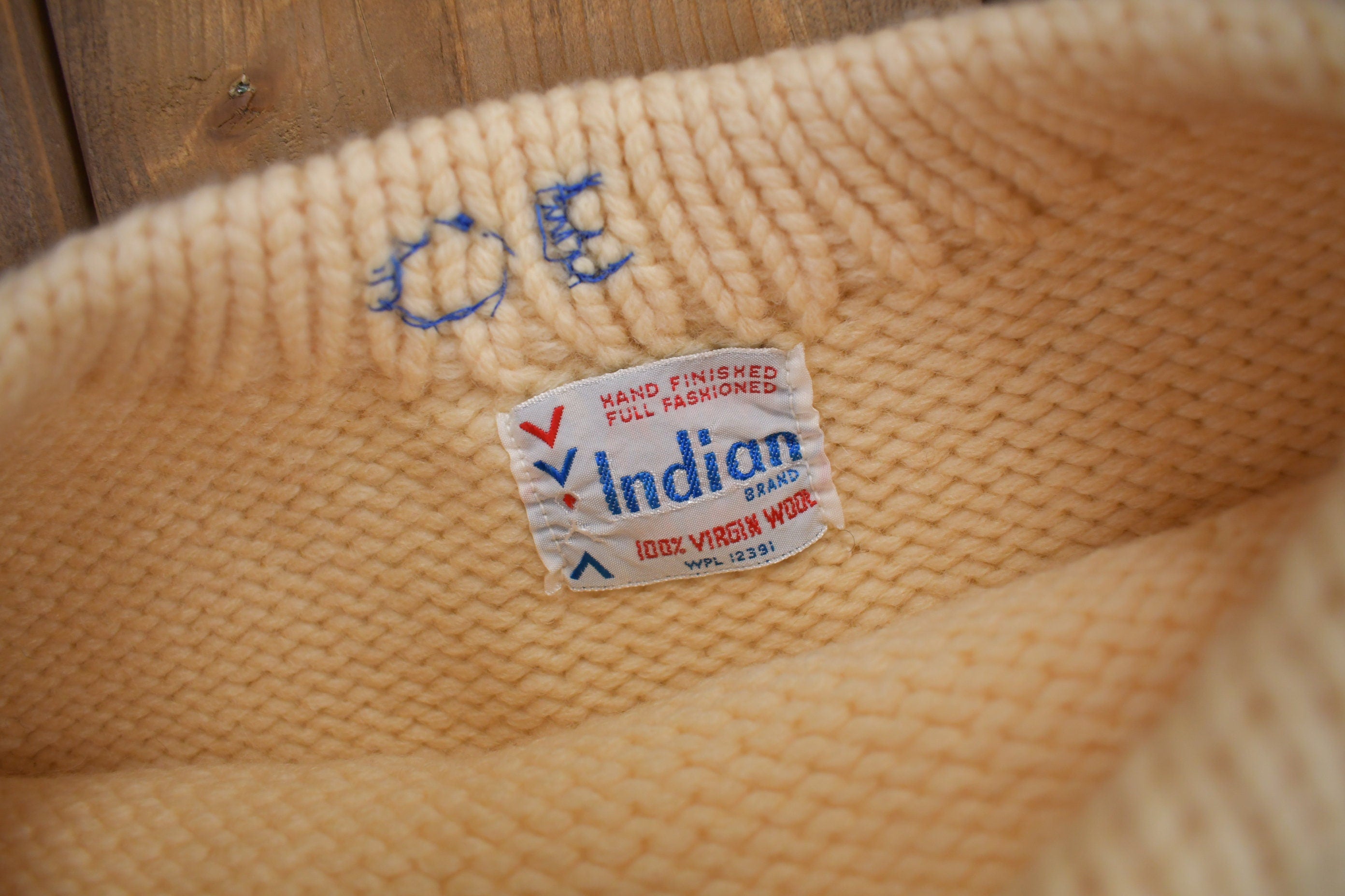 Vintage 1960s Indian Brand 100% Wool Knit Sweater