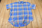 Vintage 1990s Key Elements Plaid Short Sleeve Button Up Flannel Shirt