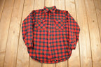 Vintage 1950s Pendleton Plaid Flannel Button Up Board Shirt