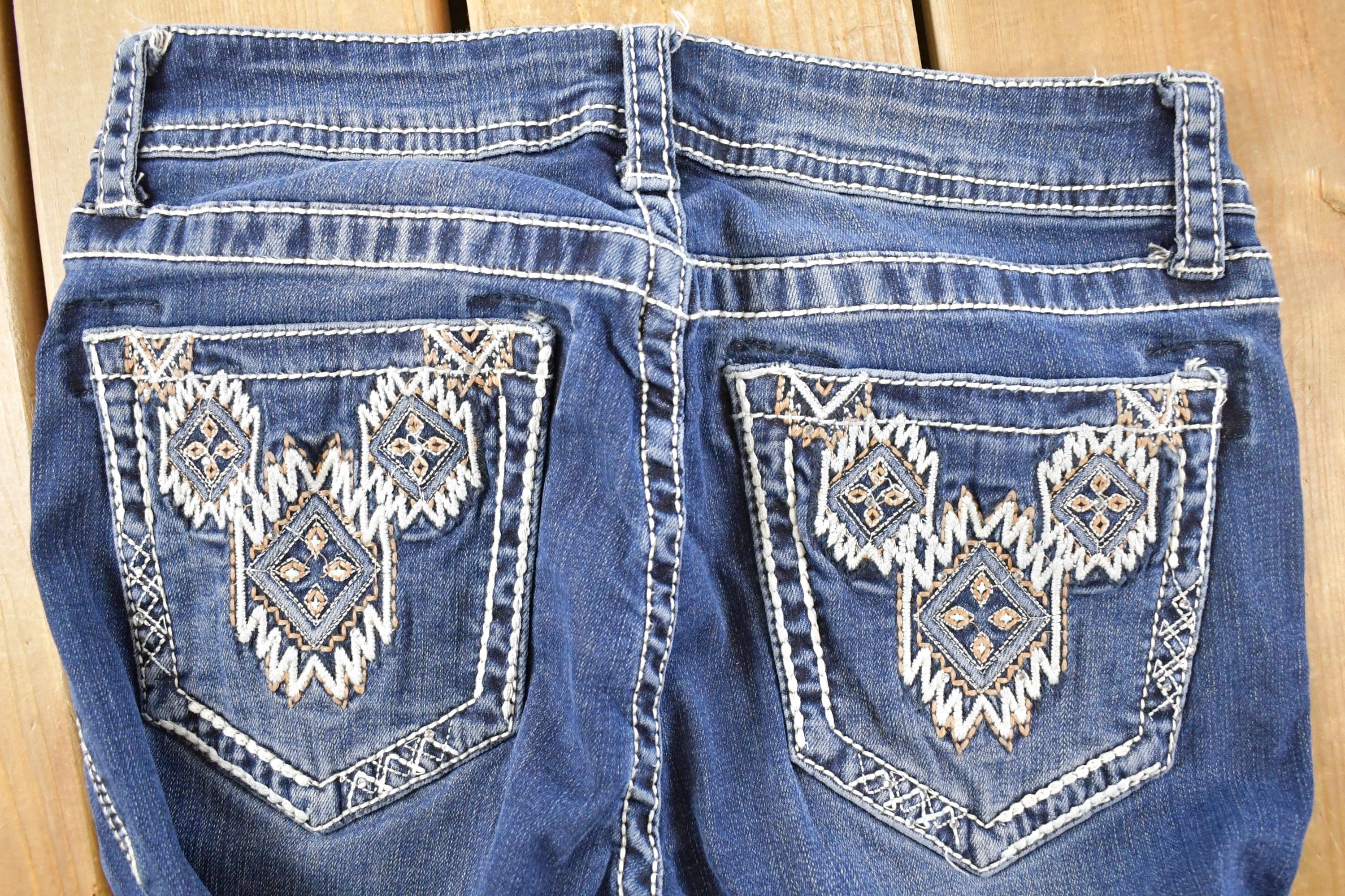 Vintage Deadstock Y2K Grace LA Bedazzled Low Rise Jeans Women's Size 27 x 32