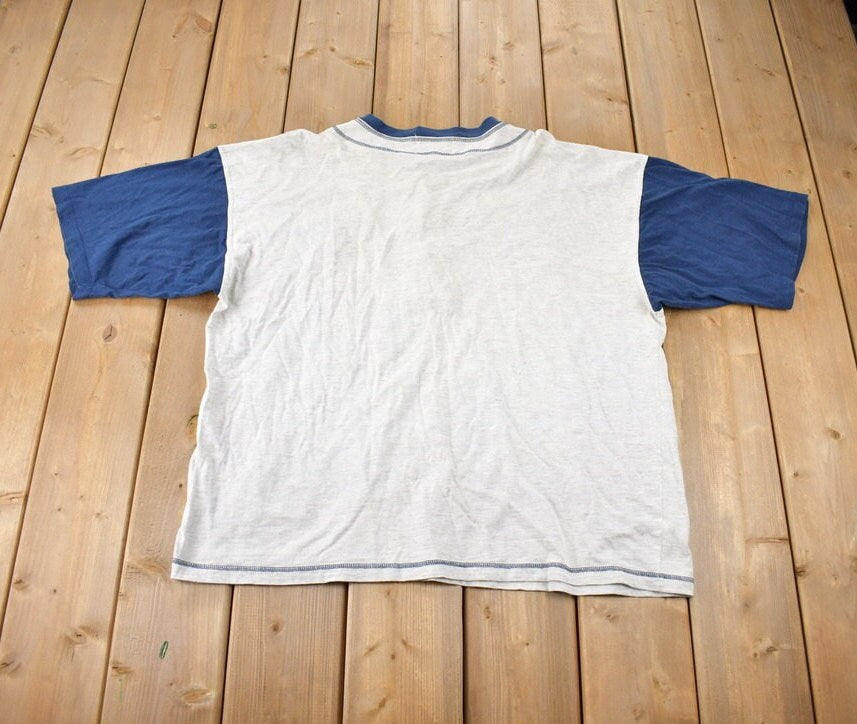 Vintage 1990s Toronto Maple Leafs Henley Collar Embroidered T-Shirt Size XL