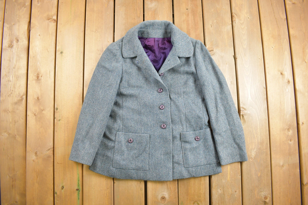 Vintage 1960s National Board Lined Herringbone Wool Jacket