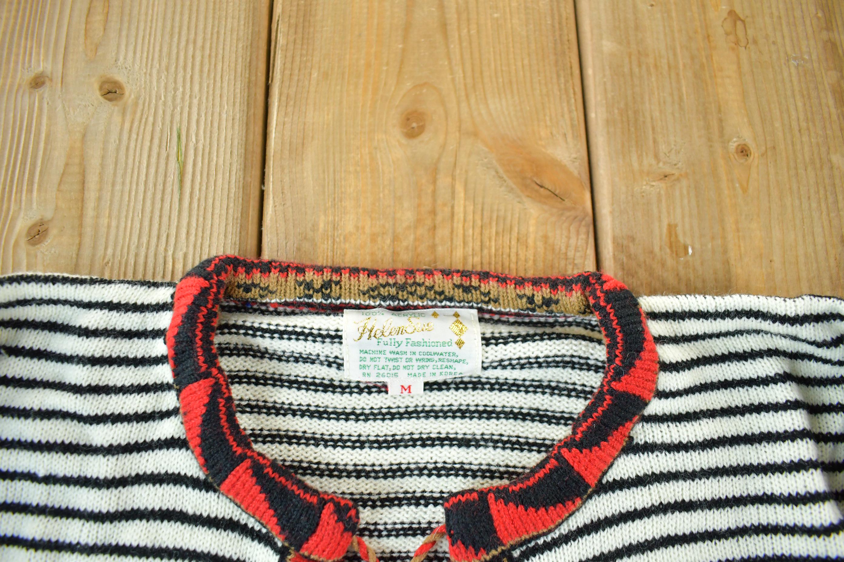 True Vintage 1960s Deadstock Helen Sue Psychedelic Knit Acrylic Cardigan Sweater Women's Medium
