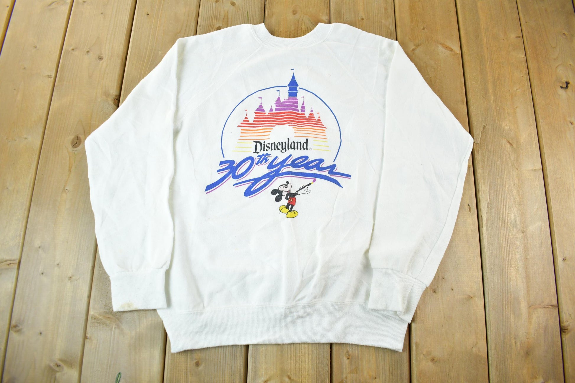 Vintage 1980s Walt Disneyland Mickey Mouse Crewneck Adult Small / Made In USA / Vintage Sweatshirt / Cartoon / Travel / 80s Disney