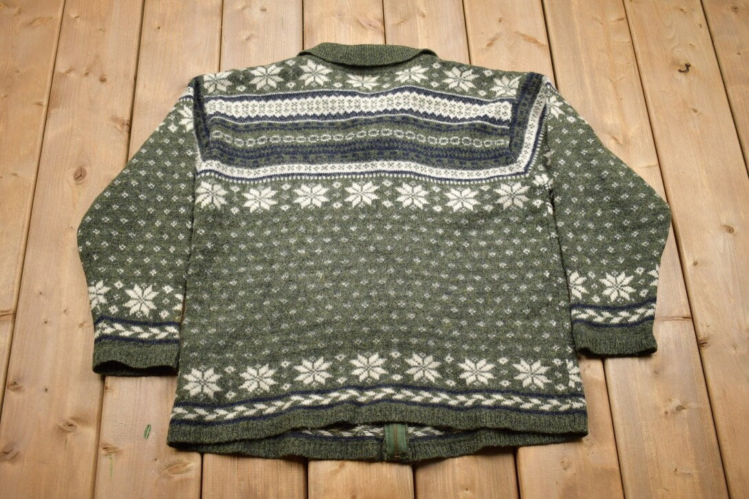 Vintage 1990s Blueberry Hill Zip Up Knitted Sweater /