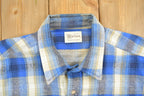 Vintage 1990s Melton Wintermaster Button Up Shirt / Blue Plaid Pattern Print / Outdoors & Wilderness / Fall Winter / Make In USA