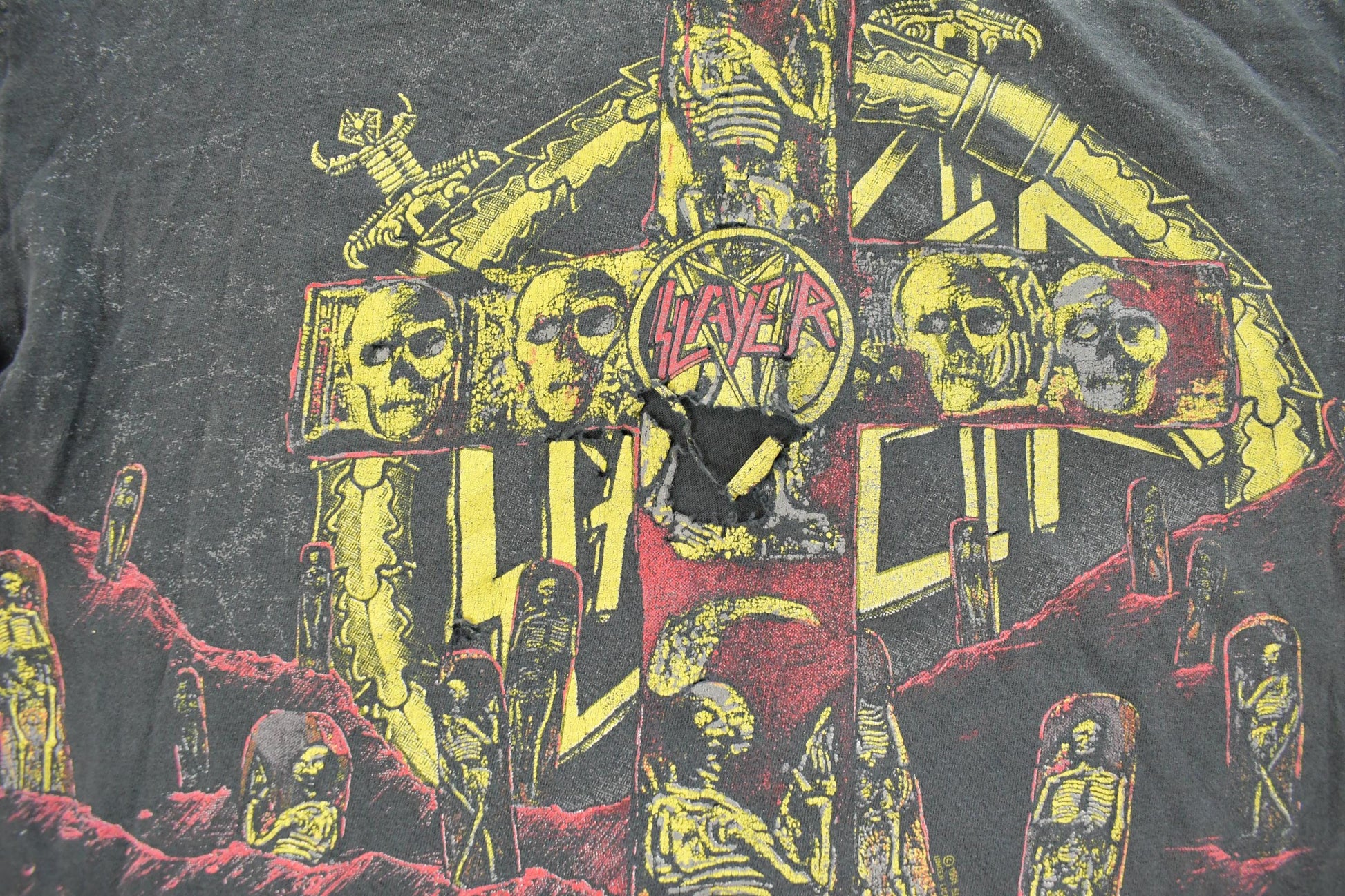 Vintage 1991 Slayer Seasons in the Abyss Tour Thrashed Band T-Shirt Men's XL