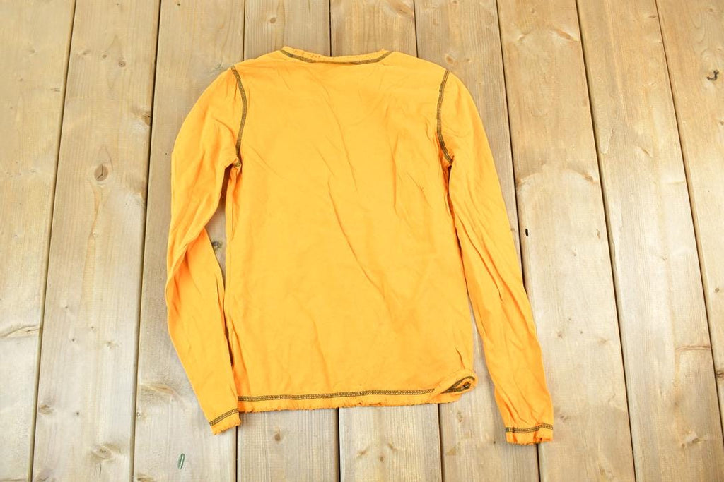 Women Vintage Vigoss Y2K Blank Yellow T-Shirt / Vigoss Grunge Skull Print / Contrast Stitch / Internet Famous Clothing / Over Dyed