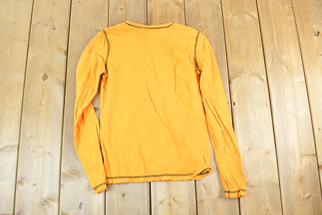 Women Vintage Vigoss Y2K Blank Yellow T-Shirt / Vigoss Grunge Skull Print / Contrast Stitch / Internet Famous Clothing / Over Dyed