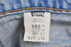 Vintage 1990s Levi's 565 Red Tab Denim Jeans Size 38 x 30 / Blue / Light Wash / Vintage Denim / Made In USA / 90s Levi's / Distressed