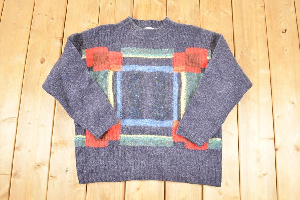 Vintage 1990s Gabriella Frattini Setball Abstract Knit Crewneck Sweater Mens L
