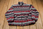 Vintage 1980s Alfred Dunner All Over Print Full Zip Fleece Sweater