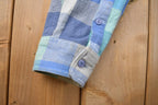 Vintage 1990s Blue Flannel Plaid Button Up Western Shirt