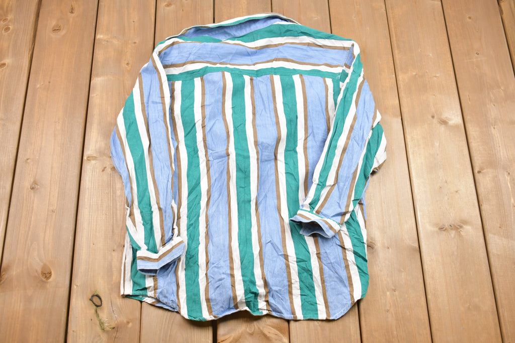 Vintage 1990s Vision Vertical Stripes Button Up Shirt