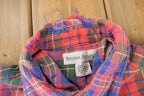 Vintage 1990s Banana Republic Distressed Plaid Button Up Flannel Shirt Size Medium