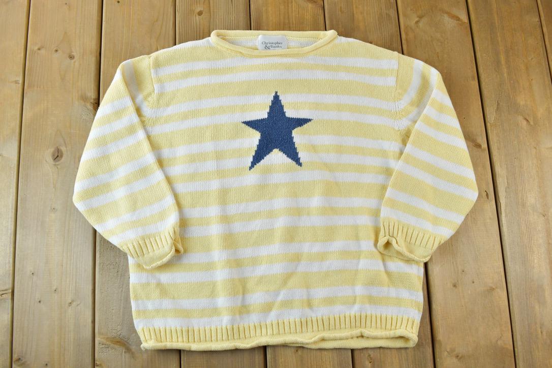 Vintage 1990s Christopher And Banks Star Knit Abstract Pattern Crewneck Sweater
