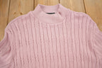 Vintage 1990s Excelsior Pink Cable Knitt Mockneck Sweater