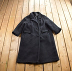 Vintage 1980s 100% Pure Virgin Wool Button Up Long Jacket Size L