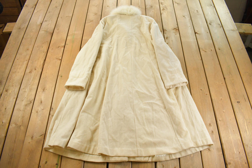Vintage 1980s Sequence Wool Cashmere Trench Over Coat Women's Large
