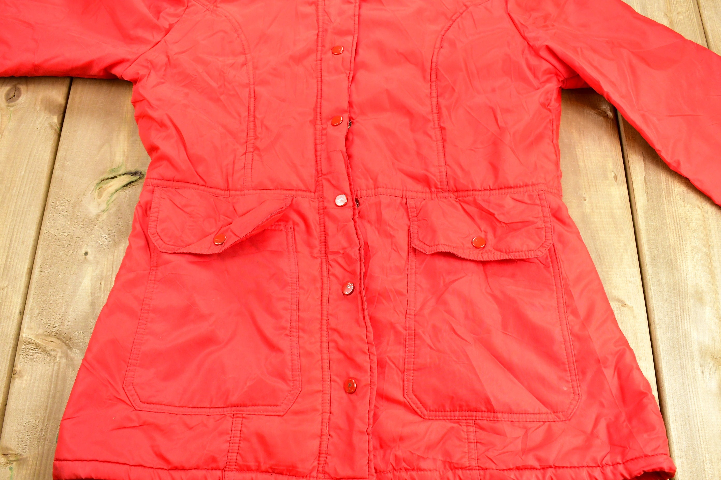 Vintage 1980s MG Full Length Red Windbreaker Jacket