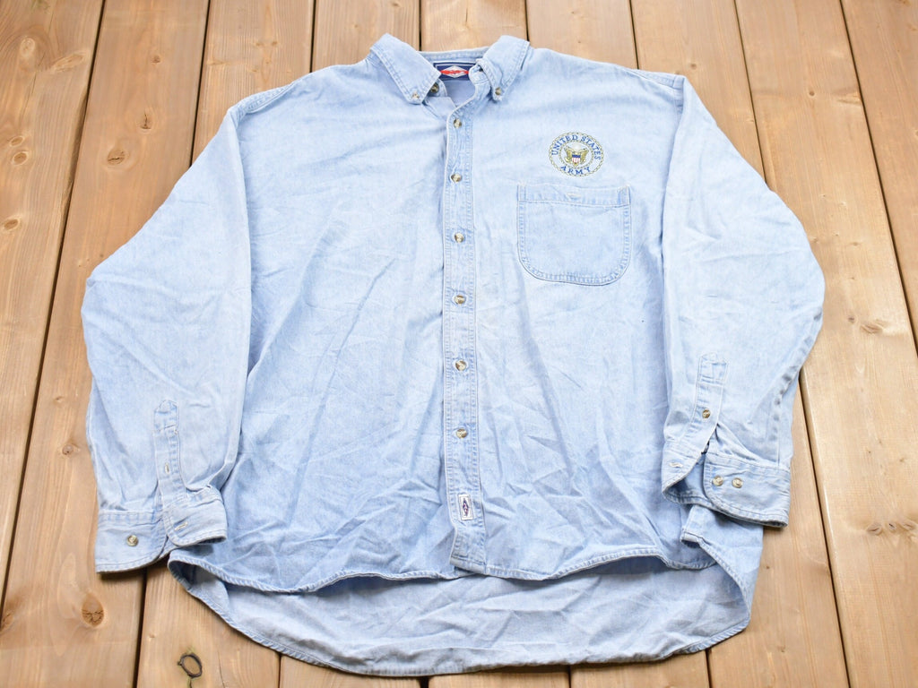 Vintage 1990s United States Army Denim Button Up Shirt