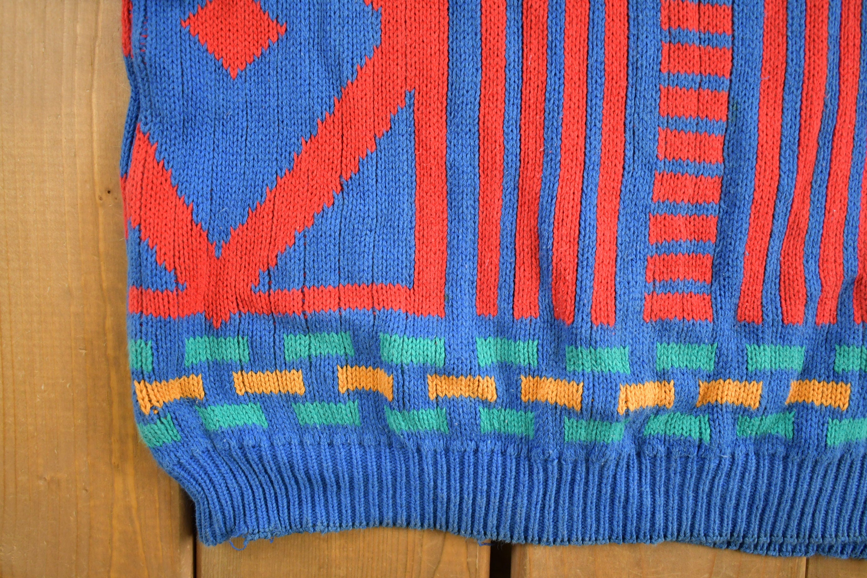 Vintage 1990s Abstract Colorful Knit Sweater