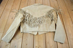 Vintage 1990s Adler Beige Suede Fringe Jacket
