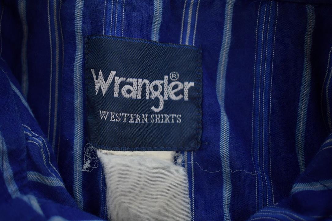 Vintage 1990s Wrangler Western Striped Snap Button Button Up Shirt