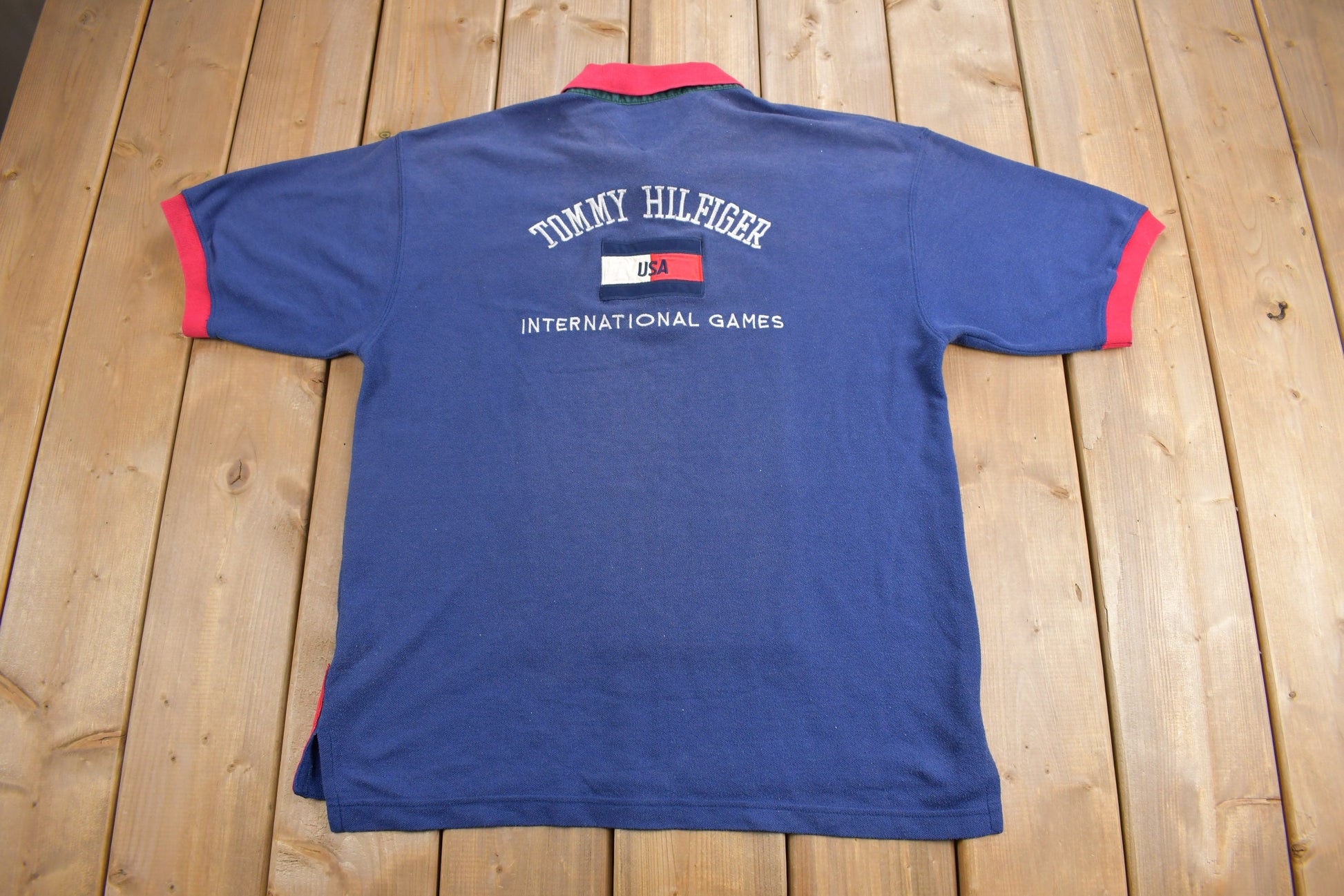 Vintage 1990s Tommy Sailing Gear Embroidered Polo T-Shirt