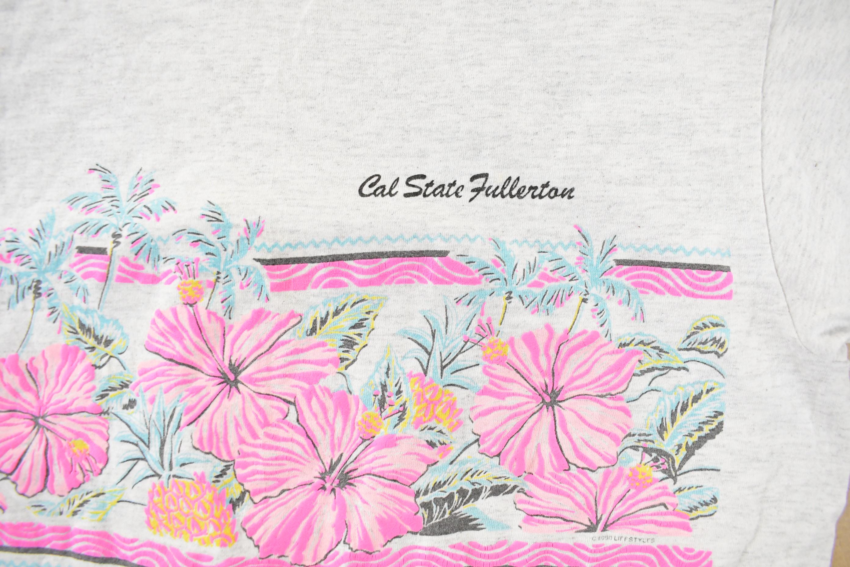 Vintage 1990s Cal State Fullerton Floral Single Stitch T-Shirt Men's Large