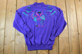 Vintage 1990s Stephanie Purple Floral Cute Crewneck Sweater