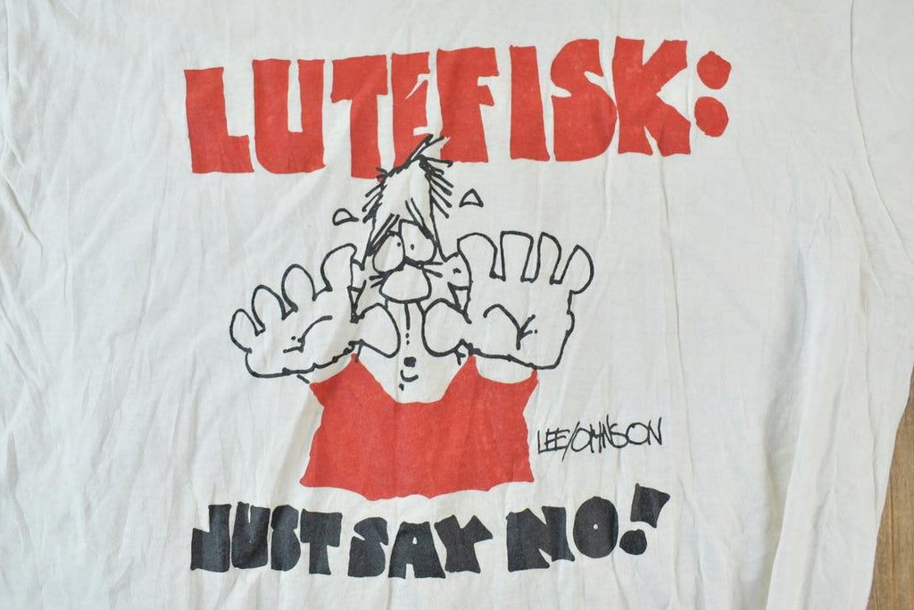 Vintage 1980s Screen Stars Best Lutefisk Just Say No Single Stitch T-Shirt