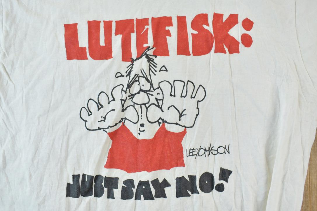 Vintage 1980s Screen Stars Best Lutefisk Just Say No Single Stitch T-Shirt