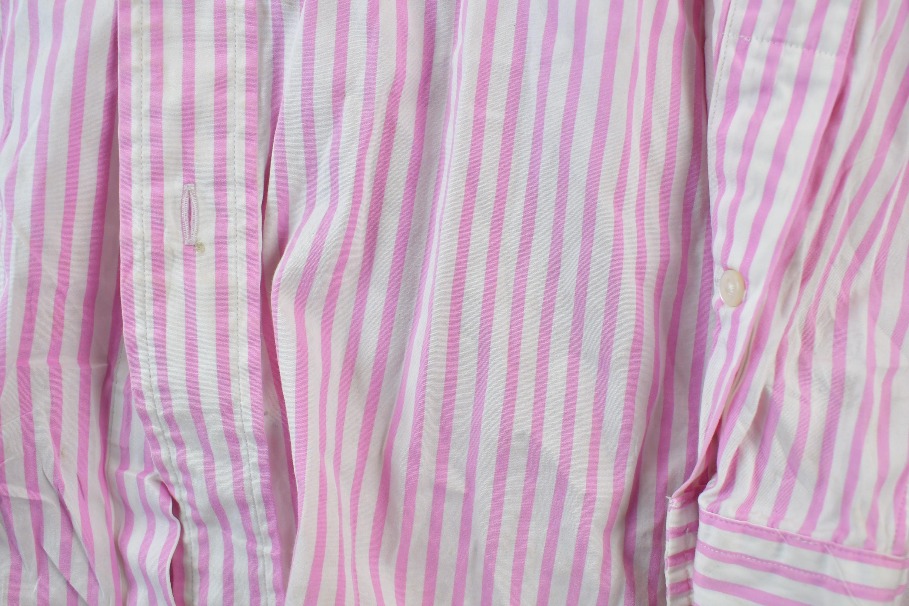 Vintage 1990s Ralph Lauren Pink Striped Button Up Shirt