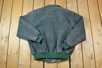 Vintage 1990s Full Stop Suede Green Paisley Lined Bomber Jacket Made In USA