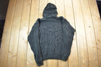 Vintage 1990s Black Cable Knit Hoodie Sweater / Vintage 90s Crewneck / Streetwear