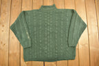 Vintage 1990s Forest Green Cable Knit Crewneck Sweater
