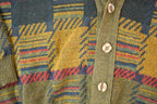 Vintage 1970s Serge Saint Yves Knit Cardigan Abstract Print Sweater Men's XL