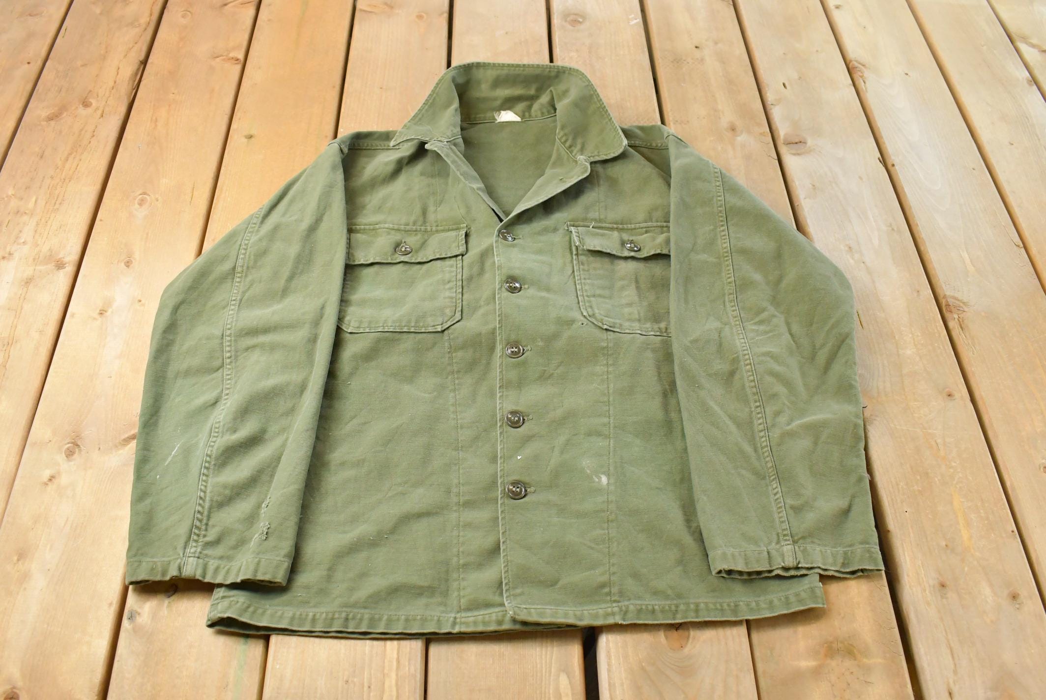 Vintage 1960s OG-107 Military Sateen Shirt Men's M