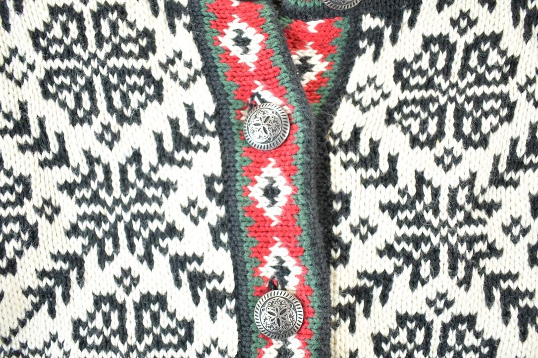 Vintage 1990s LL Bean Knit Abstract Pattern Crewneck Sweater Womens XS