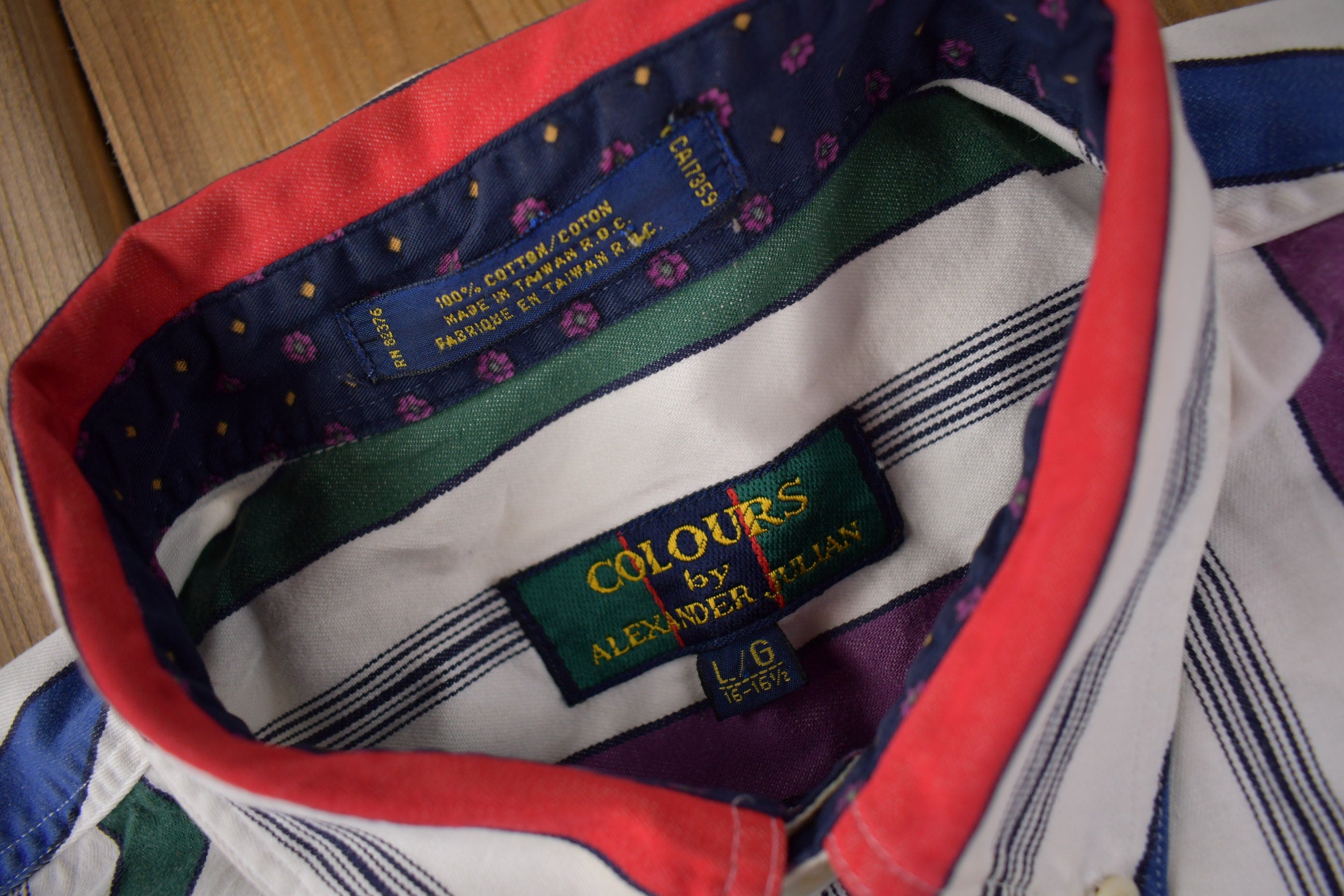 Vintage 1990s Alexander Julian Colours Button Up Striped Shirt
