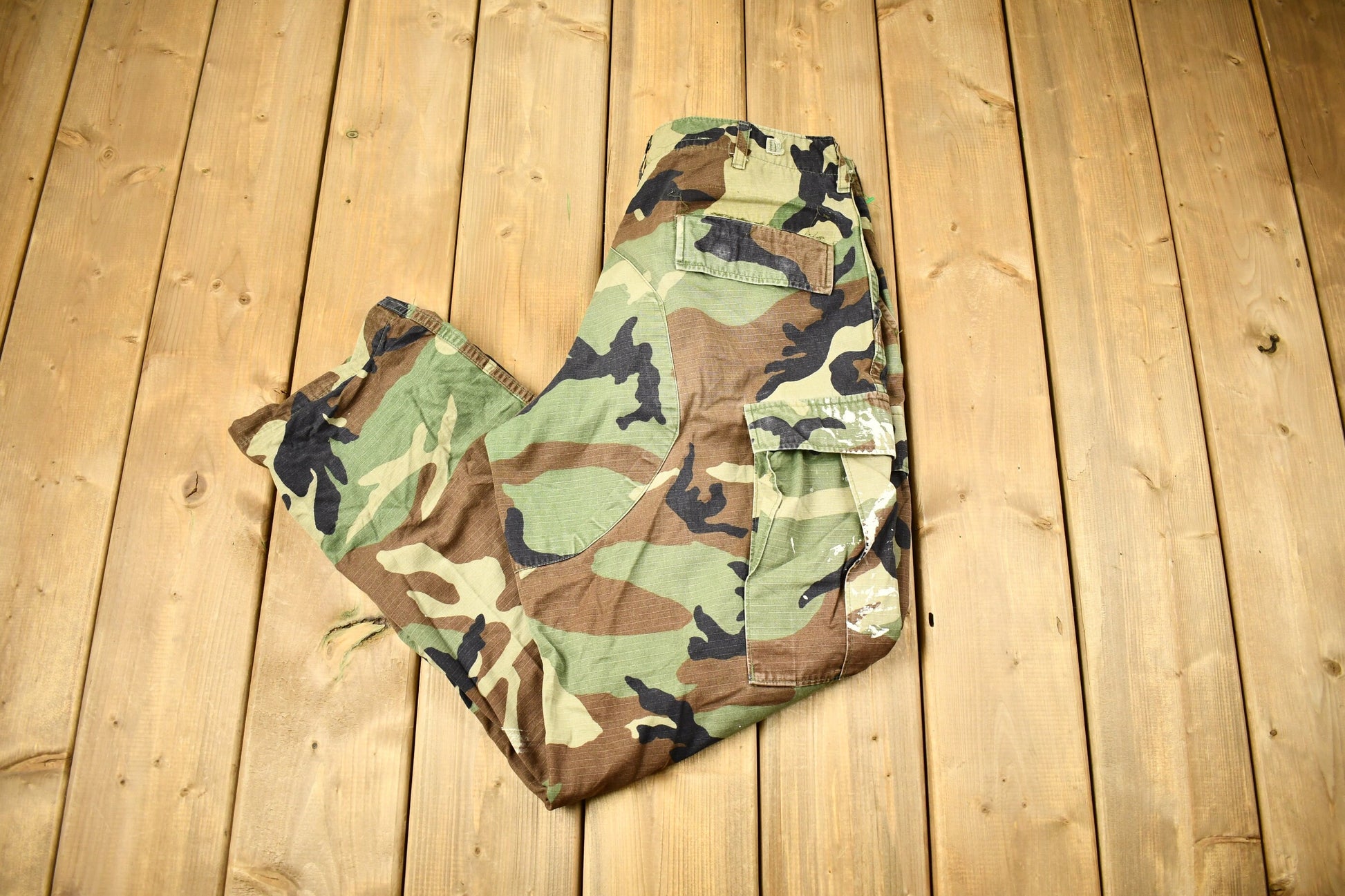 Vintage 2000 Military Woodland Camouflage Cargo Pocket Pants Size 34 x 30
